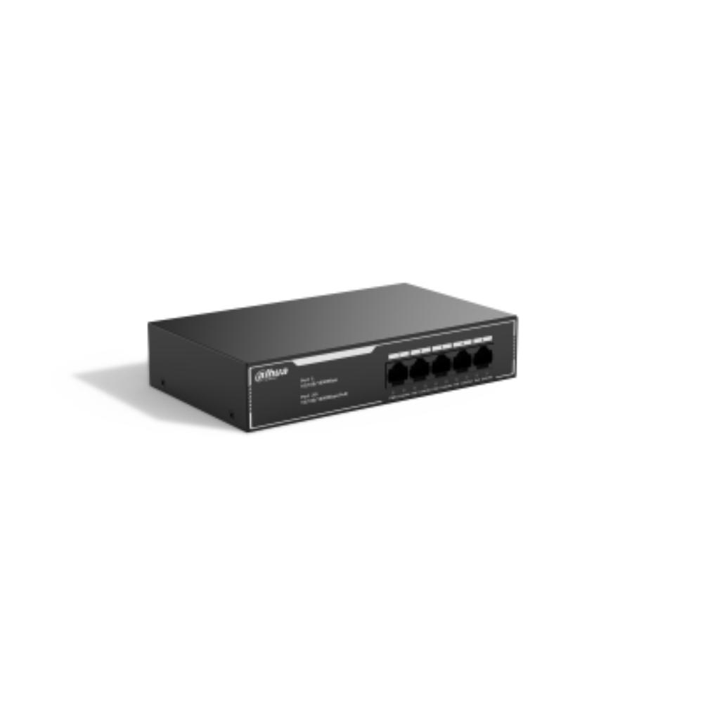 Switch Dahua PoE Gigabit 5 puertos, NO ADMINISTRABLE / 4 puertos PoE, Soporta los estándares IEEE802.3, IEEE802.3u, IEEE802.3ab e IEEE802.3x, cumple con los estándares de fuente de alimentación 802.3at y 802.3af. - Componentes - Imagen 1 Switch Dahua PoE Gigabit 5 puertos, NO ADMINISTRABLE / 4 puertos PoE, Soporta los estándares IEEE802.3, IEEE802.3u, IEEE802.3ab e IEEE802.3x, cumple con los estándares de fuente de alimentación 802.3at y 802.3af. - Componentes - Imagen 1