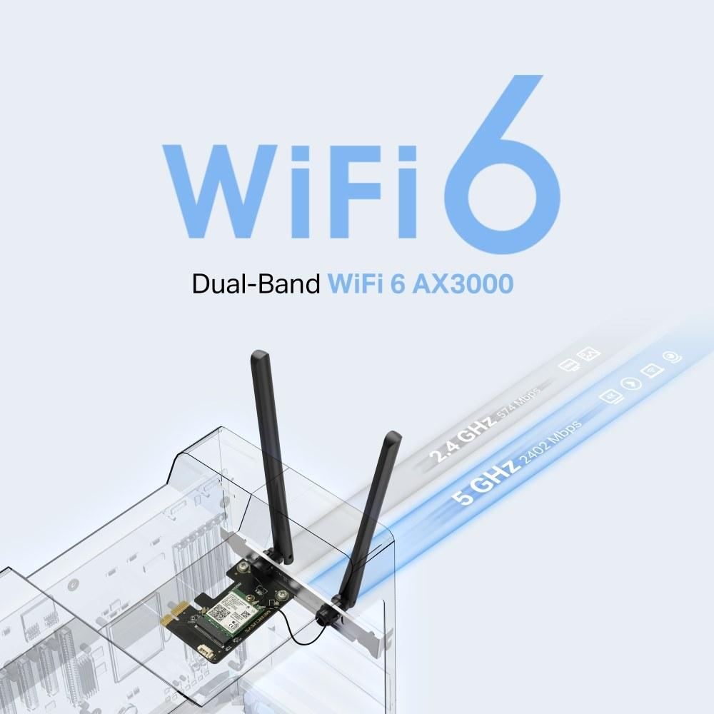 Adaptador de red MERCUSYS PCIe AX3000 Wi-Fi 6 Bluetooth 5.2 - Componentes - Imagen 3 Adaptador de red MERCUSYS PCIe AX3000 Wi-Fi 6 Bluetooth 5.2 - Componentes - Imagen 3