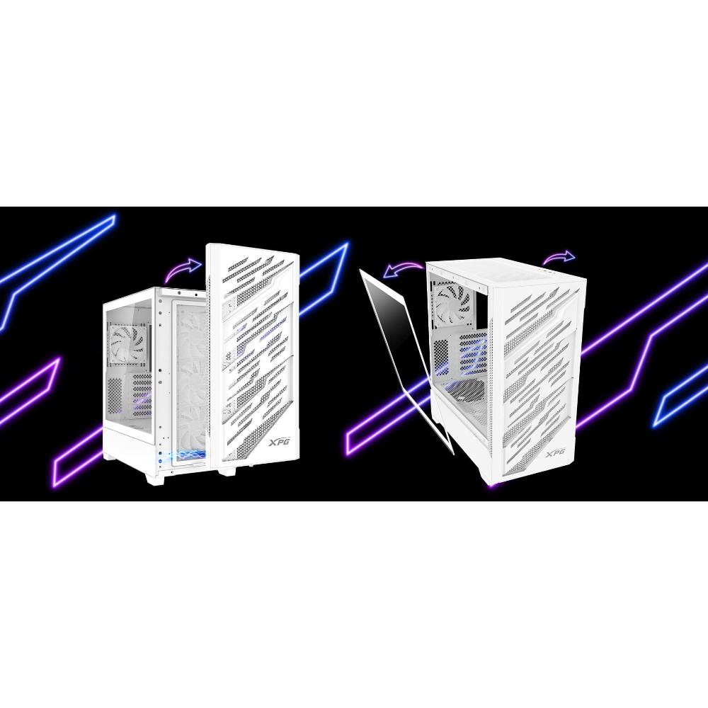XPG STARKER AIR BTF, Blanco, soporta placas base con diseño de conector inverso, Torre Media ATX, 2.5'' y 3.5'' pulgadas x2, I/O: USB-C x1, USB-A x2, Audio HD x1, control LED x1, Reinicio x1, Poder x1, Ventilador ARGB: 4 x Ventiladores de 120mm (Frontal x3, Trasero x1), Ventilador: (Trasero x1), 2 Años de Garantía - Componentes - Imagen 1 XPG STARKER AIR BTF, Blanco, soporta placas base con diseño de conector inverso, Torre Media ATX, 2.5'' y 3.5'' pulgadas x2, I/O: USB-C x1, USB-A x2, Audio HD x1, control LED x1, Reinicio x1, Poder x1, Ventilador ARGB: 4 x Ventiladores de 120mm (Frontal x3, Trasero x1), Ventilador: (Trasero x1), 2 Años de Garantía - Componentes - Imagen 1
