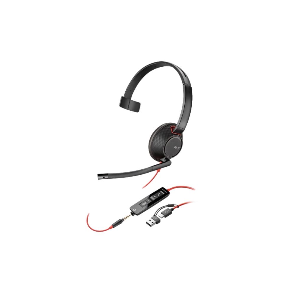 Poly Blackwire 5210 Monaural USB-C Headset +3.5mm Plug +USB-C/A Adapter - Componentes Poly Blackwire 5210 Monaural USB-C Headset +3.5mm Plug +USB-C/A Adapter - Componentes