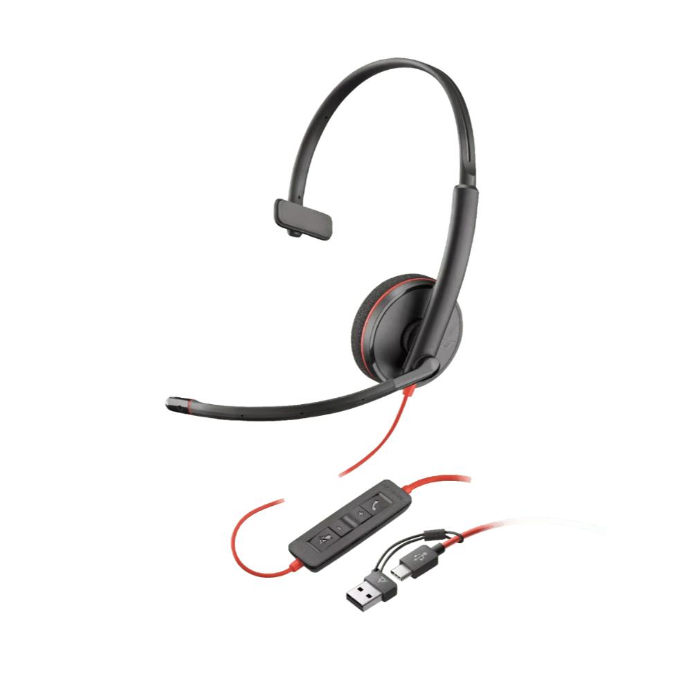 Poly Blackwire 3210 Monaural USB-C Headset +USB-C/A Adapter (Bulk) - Componentes Poly Blackwire 3210 Monaural USB-C Headset +USB-C/A Adapter (Bulk) - Componentes