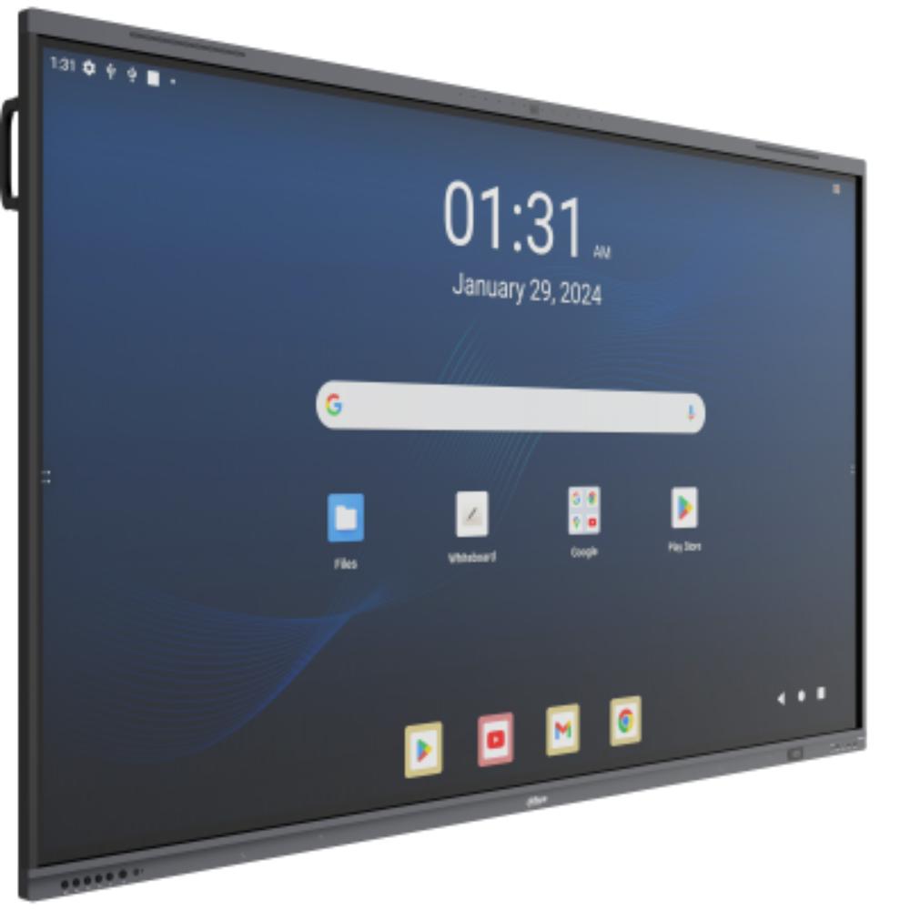 Pantalla interactiva Dahua inteligente UHD Lite de 86'', Android 13, certificación EDLA, Google Store, procesador de cuatro núcleos A76 y A55, 8 GB + 128 GB, 2 x 8 W + 2 x 18 W, NFC; seguimiento de voz + encuadre automático. Cámara de 48 MP + 8 micrófonos (Alcance: 12 m). Carga tipo C de 65 W + 15 W + BYOM. - Componentes - Imagen 2 Pantalla interactiva Dahua inteligente UHD Lite de 86'', Android 13, certificación EDLA, Google Store, procesador de cuatro núcleos A76 y A55, 8 GB + 128 GB, 2 x 8 W + 2 x 18 W, NFC; seguimiento de voz + encuadre automático. Cámara de 48 MP + 8 micrófonos (Alcance: 12 m). Carga tipo C de 65 W + 15 W + BYOM. - Componentes - Imagen 2