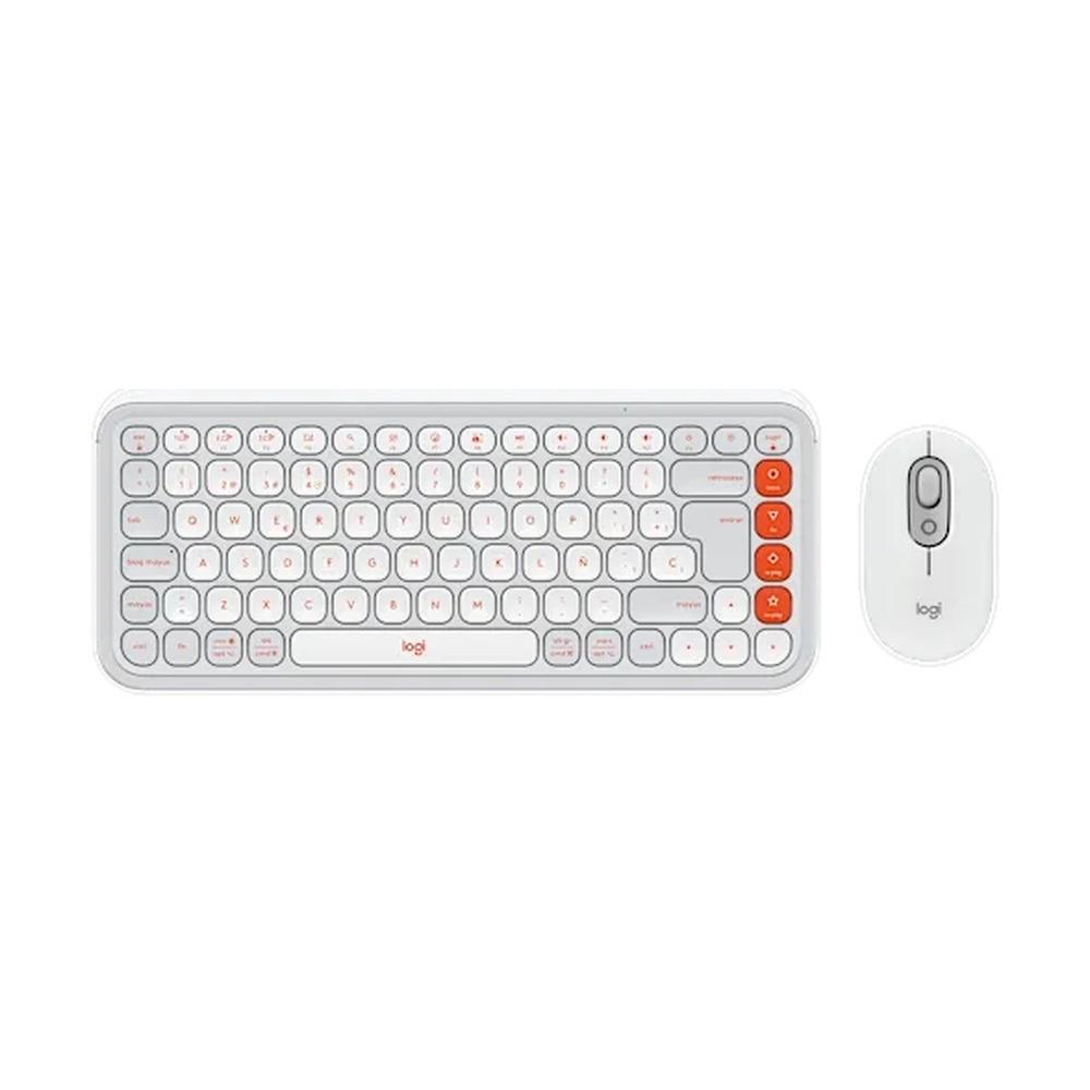 Combo Teclado + Mouse Inalámbricos Logitech POP Icon Color Blanco y Naranja - Componentes - Imagen 1 Combo Teclado + Mouse Inalámbricos Logitech POP Icon Color Blanco y Naranja - Componentes - Imagen 1
