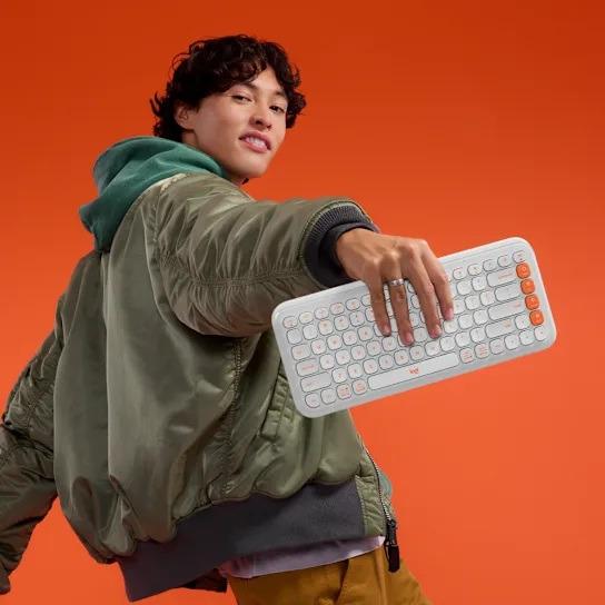 Combo Teclado + Mouse Inalámbricos Logitech POP Icon Color Blanco y Naranja - Componentes - Imagen 4 Combo Teclado + Mouse Inalámbricos Logitech POP Icon Color Blanco y Naranja - Componentes - Imagen 4