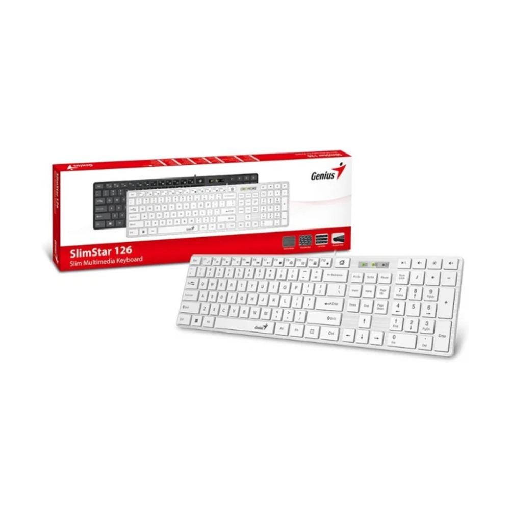 Teclado Alámbrico Genius SlimStar 126 Color Blanco - Componentes - Imagen 1 Teclado Alámbrico Genius SlimStar 126 Color Blanco - Componentes - Imagen 1