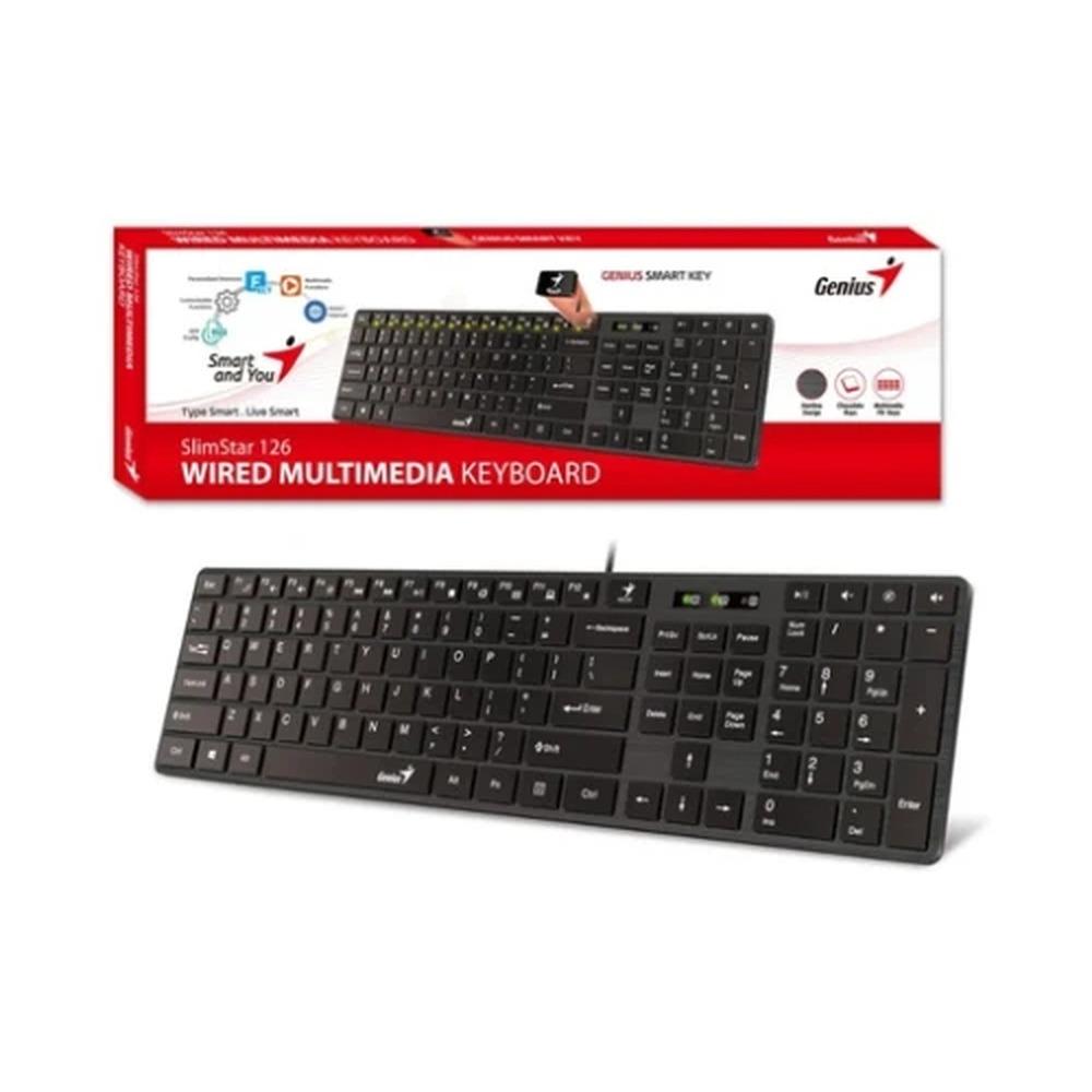 Teclado Alámbrico Genius SlimStar 126 Color Negro - Componentes - Imagen 1 Teclado Alámbrico Genius SlimStar 126 Color Negro - Componentes - Imagen 1